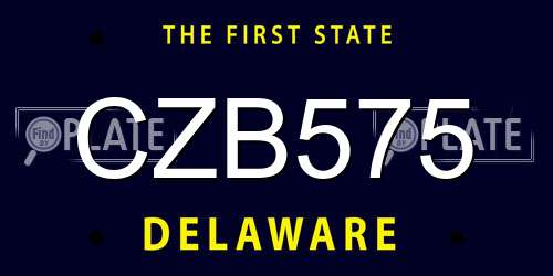 CZB575 Delaware License Plate
