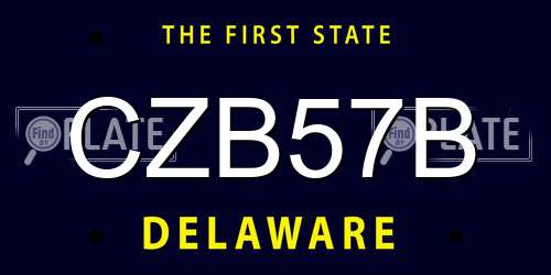 CZB57B Delaware License Plate