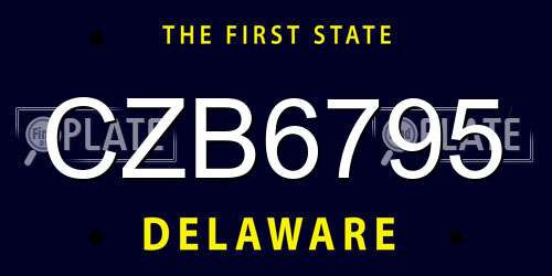 CZB6795 Delaware License Plate