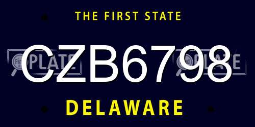 CZB6798 Delaware License Plate