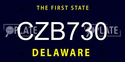 CZB730 Delaware License Plate