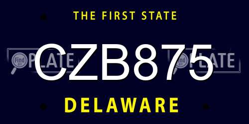 CZB875 Delaware License Plate