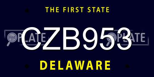 CZB953 Delaware License Plate
