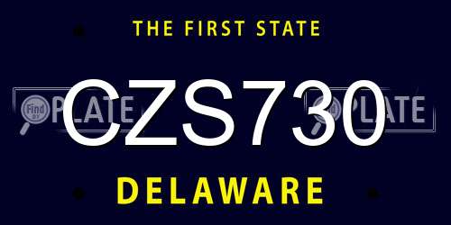 CZS730 Delaware License Plate