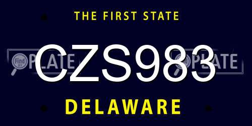 CZS983 Delaware License Plate