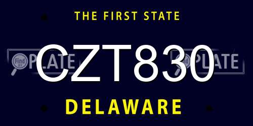 CZT830 Delaware License Plate