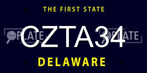CZTA34 Delaware License Plate
