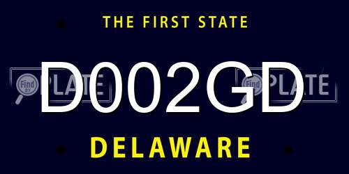 D002GD Delaware License Plate