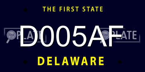D005AF Delaware License Plate