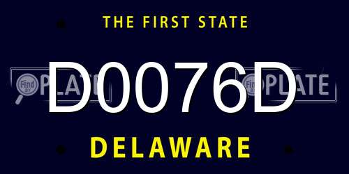 D0076D Delaware License Plate