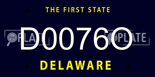 D0076O Delaware License Plate