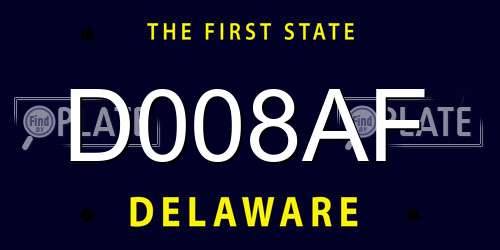 D008AF Delaware License Plate