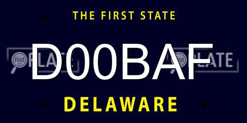 D00BAF Delaware License Plate