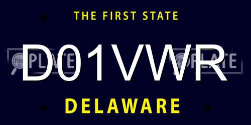 D01VWR Delaware License Plate