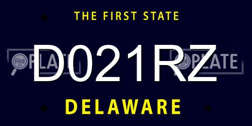 D021RZ Delaware License Plate