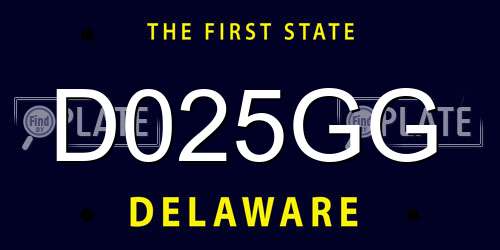 D025GG Delaware License Plate