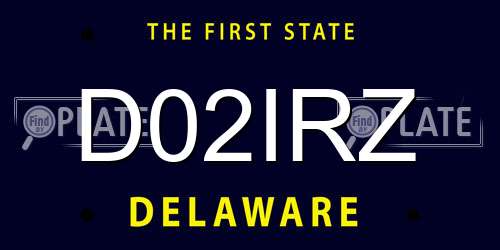 D02IRZ Delaware License Plate
