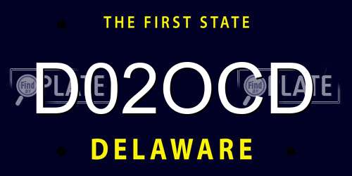 D02OCD Delaware License Plate