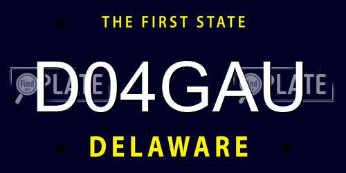 D04GAU Delaware License Plate