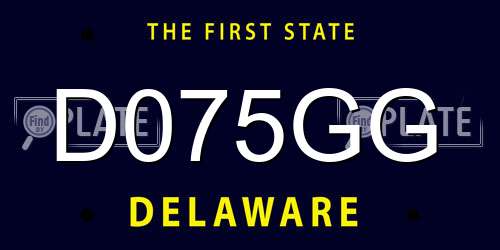 D075GG Delaware License Plate