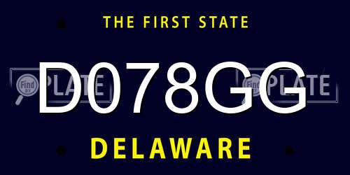 D078GG Delaware License Plate