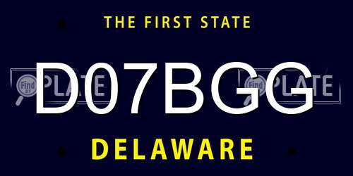 D07BGG Delaware License Plate
