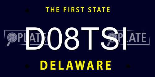 D08TSI Delaware License Plate