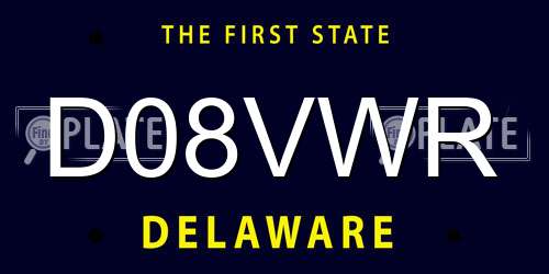 D08VWR Delaware License Plate