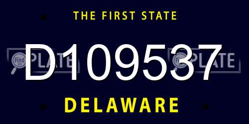 D109537 Delaware License Plate