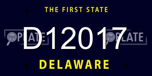 D12017 Delaware License Plate
