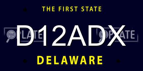 D12ADX Delaware License Plate