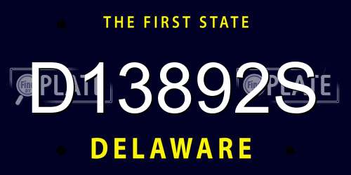 D13892S Delaware License Plate