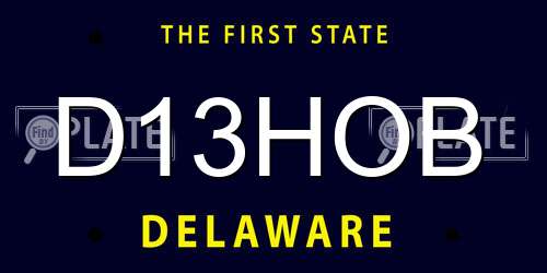 D13HOB Delaware License Plate