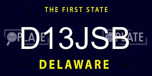 D13JSB Delaware License Plate