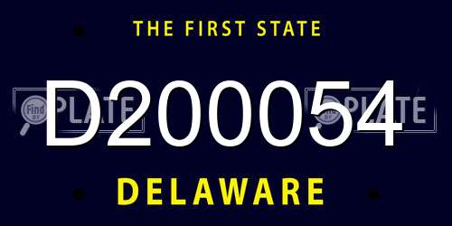 D200054 Delaware License Plate