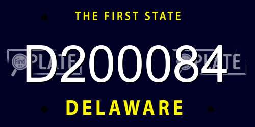 D200084 Delaware License Plate