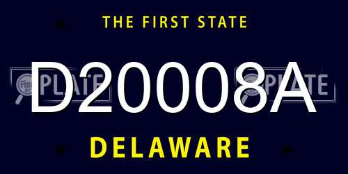 D20008A Delaware License Plate