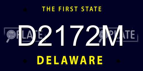 D2172M Delaware License Plate