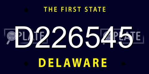 D226545 Delaware License Plate