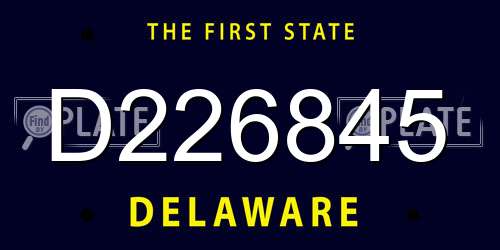 D226845 Delaware License Plate
