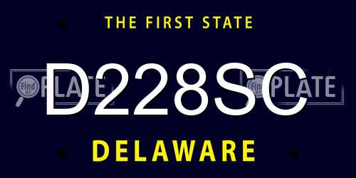 D228SC Delaware License Plate
