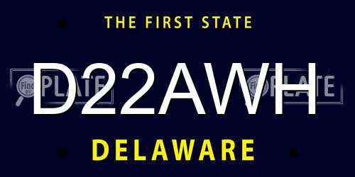 D22AWH Delaware License Plate