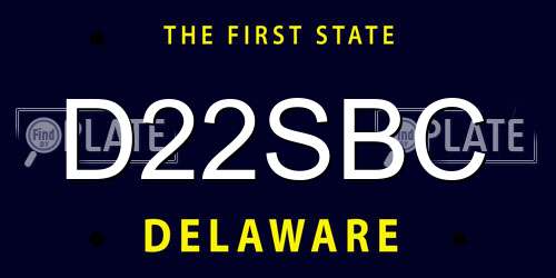 D22SBC Delaware License Plate