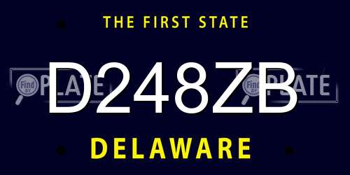 D248ZB Delaware License Plate