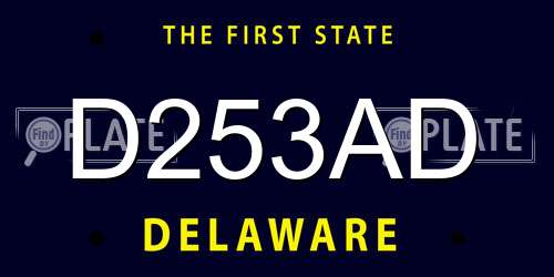 D253AD Delaware License Plate
