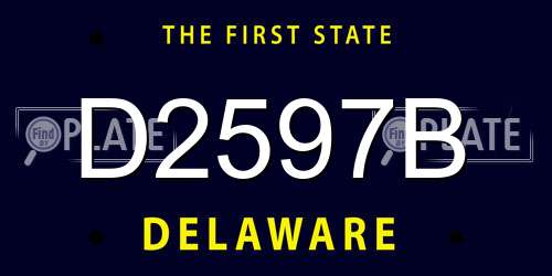 D2597B Delaware License Plate