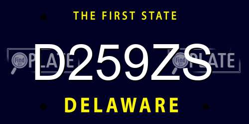 D259ZS Delaware License Plate
