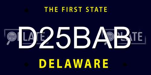 D25BAB Delaware License Plate