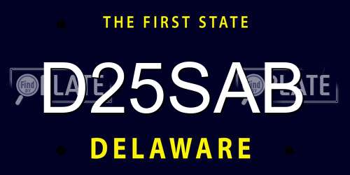 D25SAB Delaware License Plate
