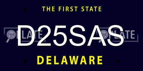 D25SAS Delaware License Plate